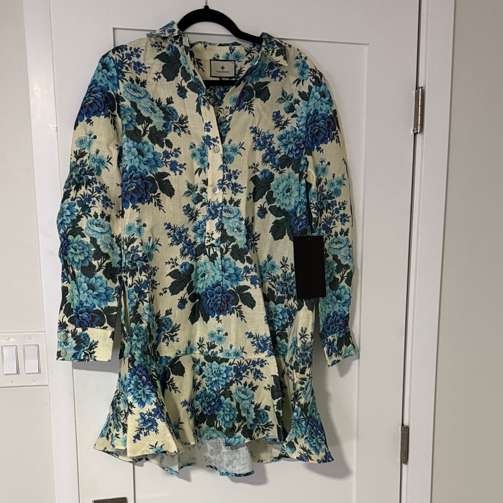 Floral Blue and Cream Dress